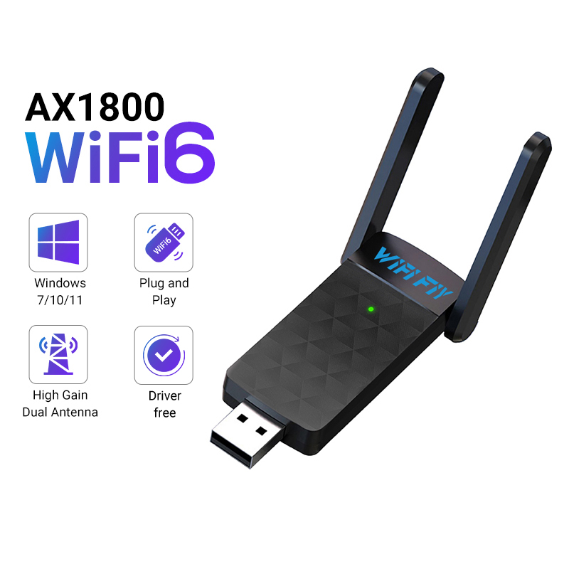 Antenna 2.4Ghz - 1800Mbps WiFi 6 Adapter USB 5G/2.4GHz